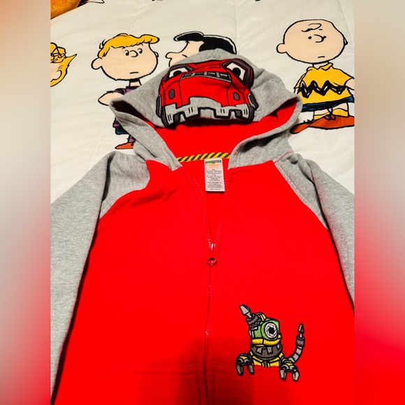 Red and grey Dinotrux hoodie for kids. Gymboree Kids Jacket Size M (7-8). - Picture 2 of 3